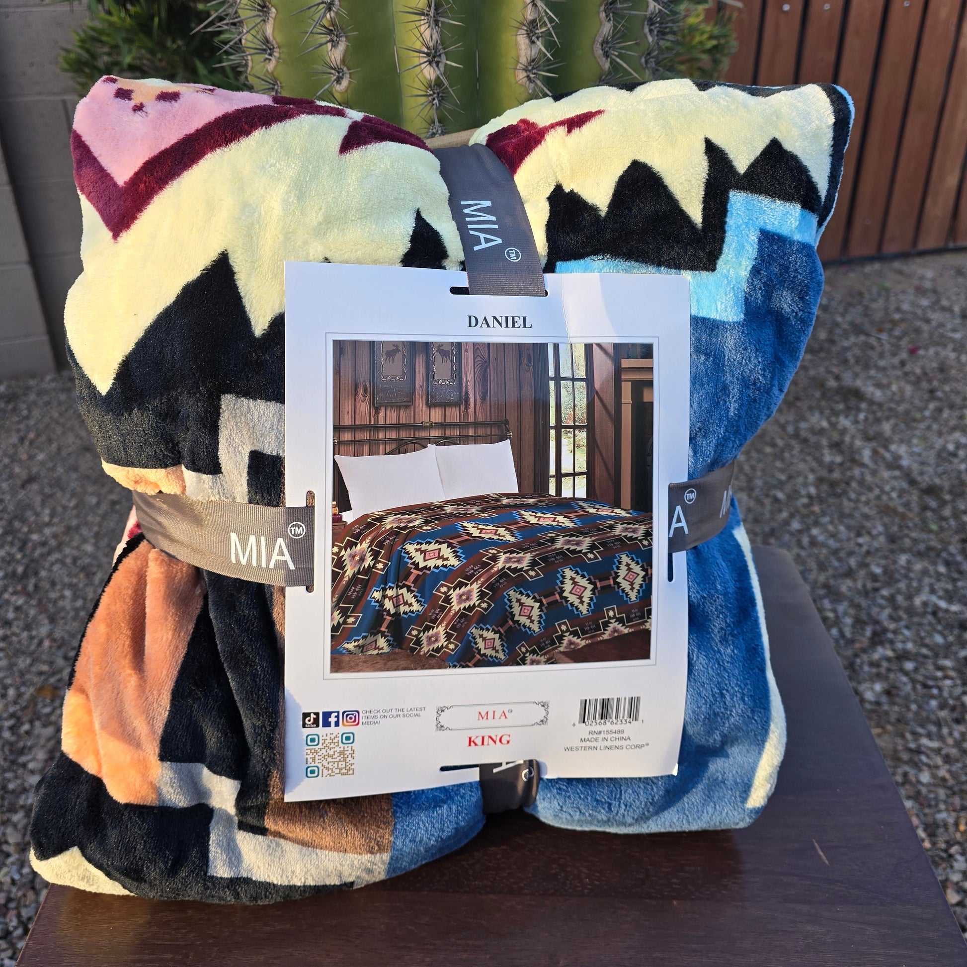 Brown & Blue Aztec King MIA Blanket