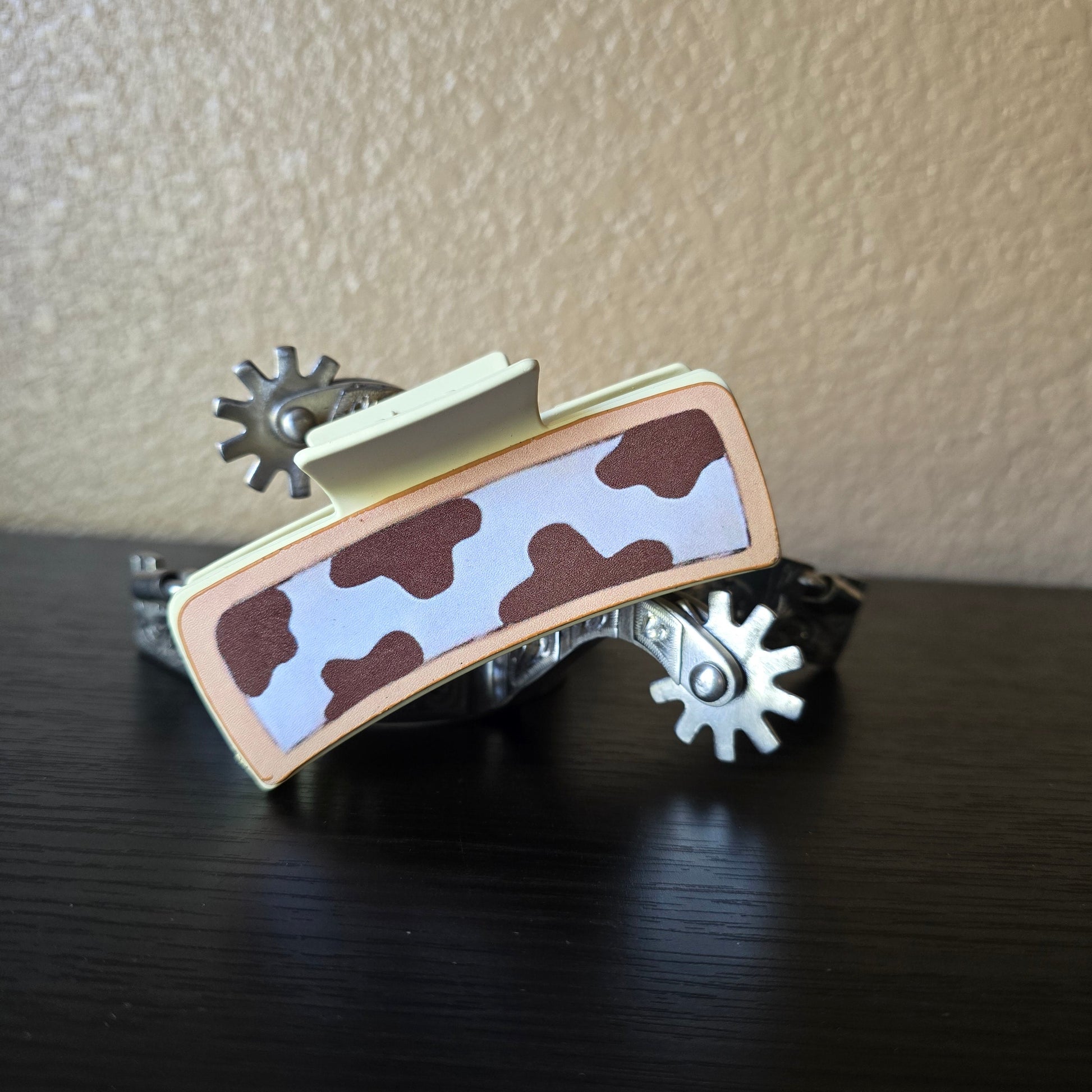 Brown Cow print hair claw clip