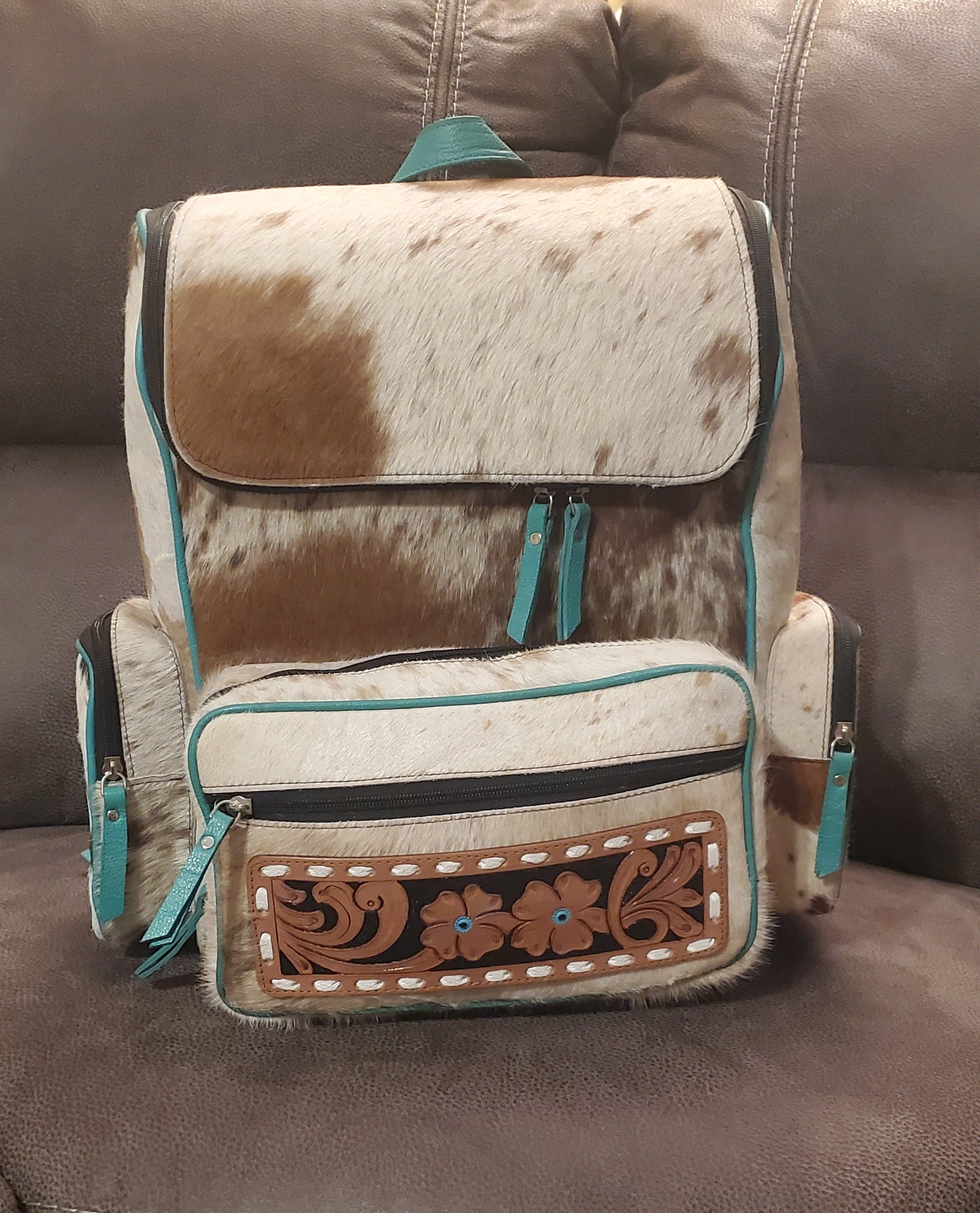 Cowhide & Tooled Leather Backpack