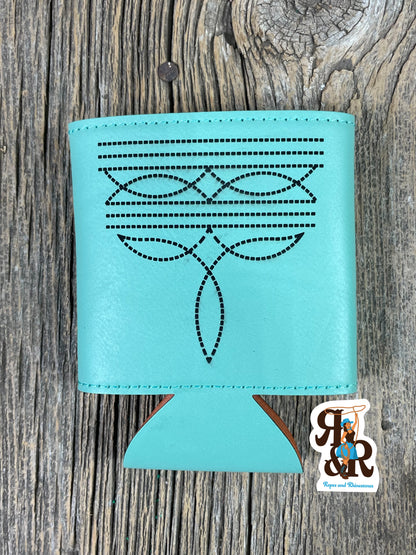 Boot Stitch Leatherette Can Cooler