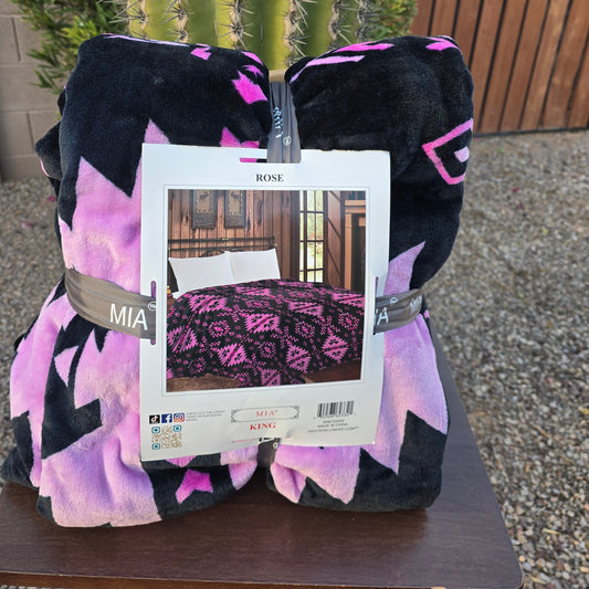Hot Pink Aztec King Blanket
