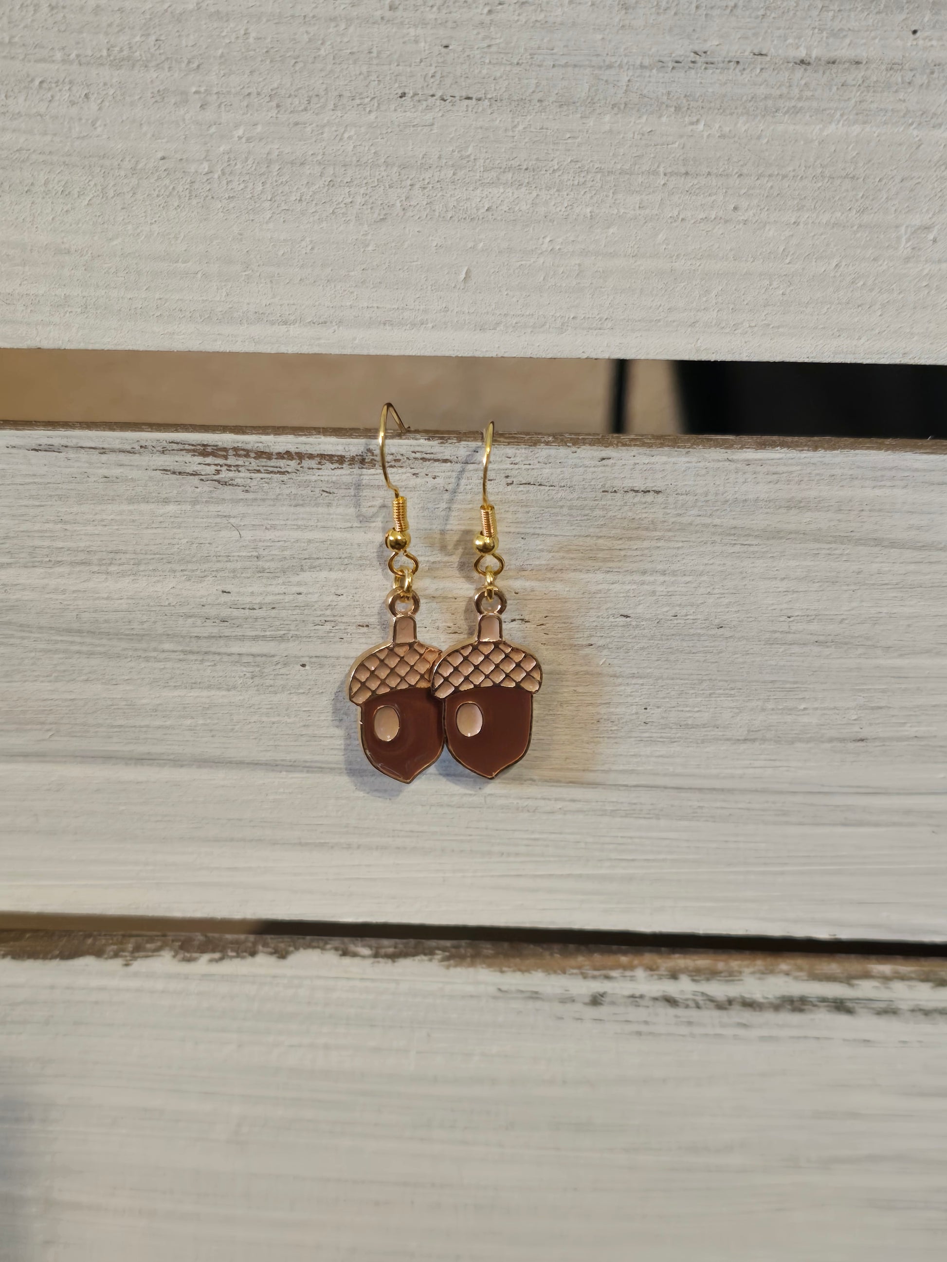 Large Brown Acorn 925 silver. Gold plated