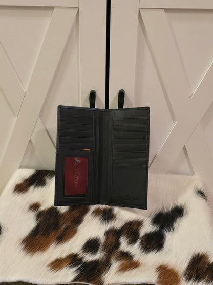 Black Leather & Cowhide Rodeo Wallet