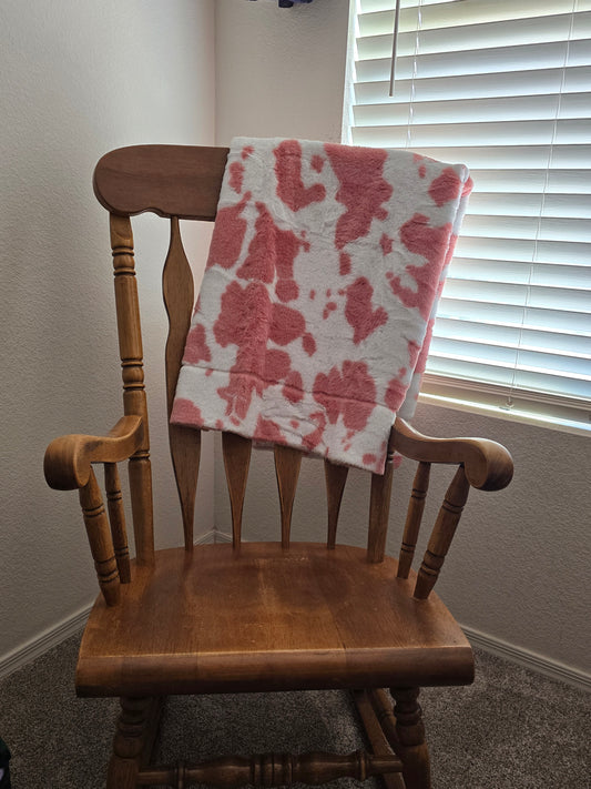 Pink Cow Print Throw Blanket