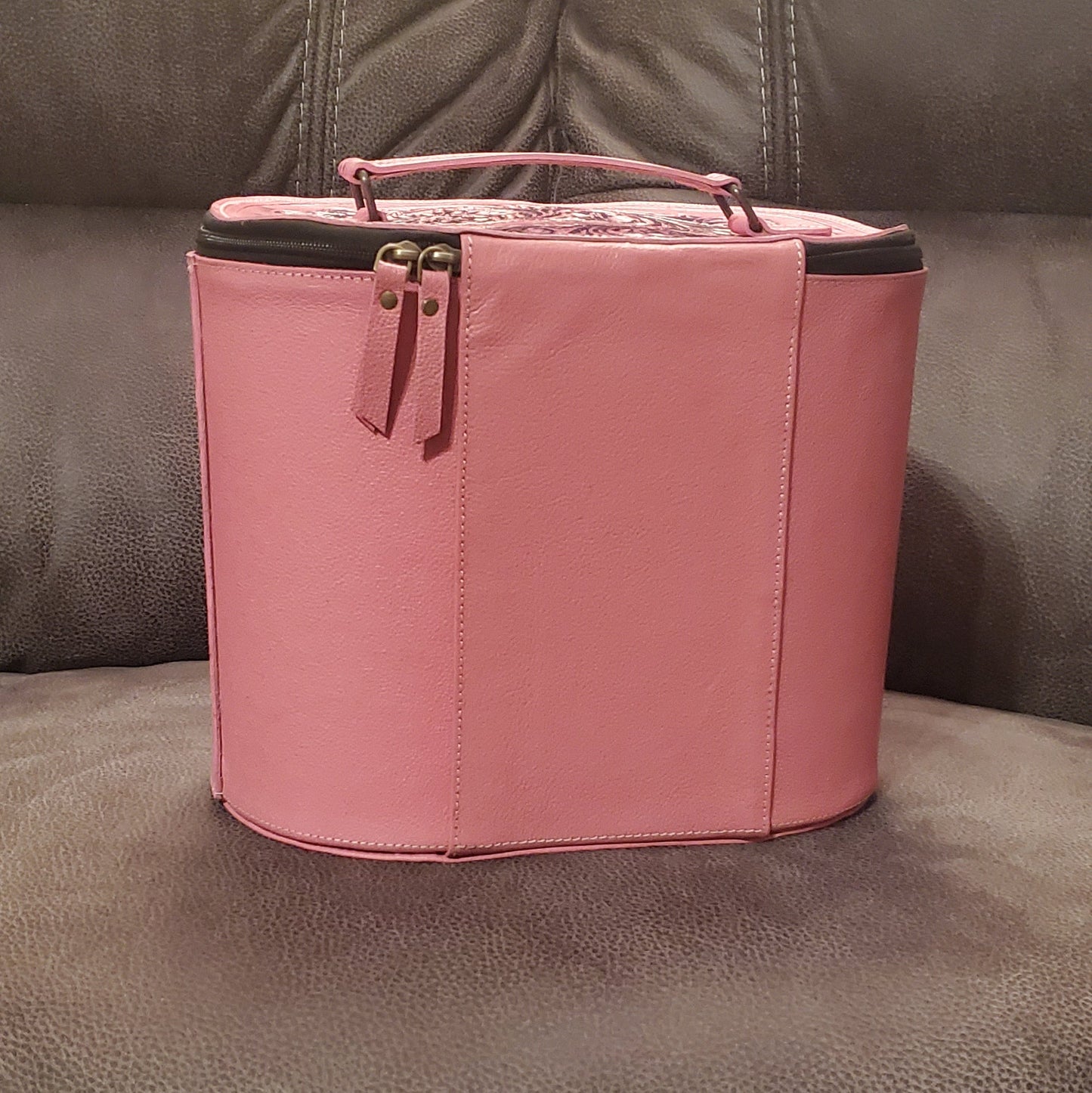 Pink Leather and Cowhide Make Up Tote