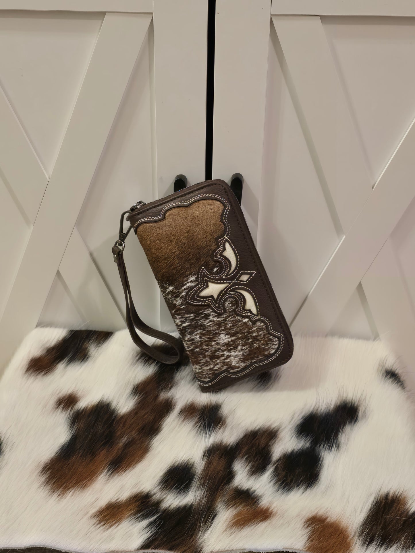 Trinity Ranch Leather & Cowhide Crossbody Purse with Wallet