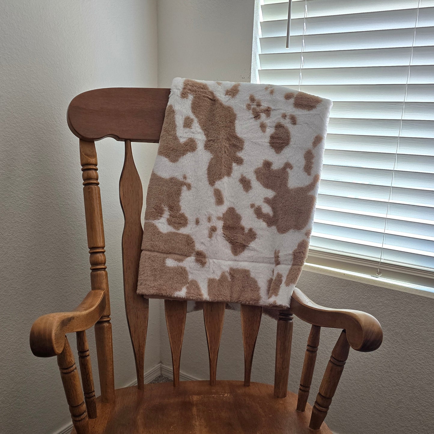 Tan Cow Print Throw Blanket