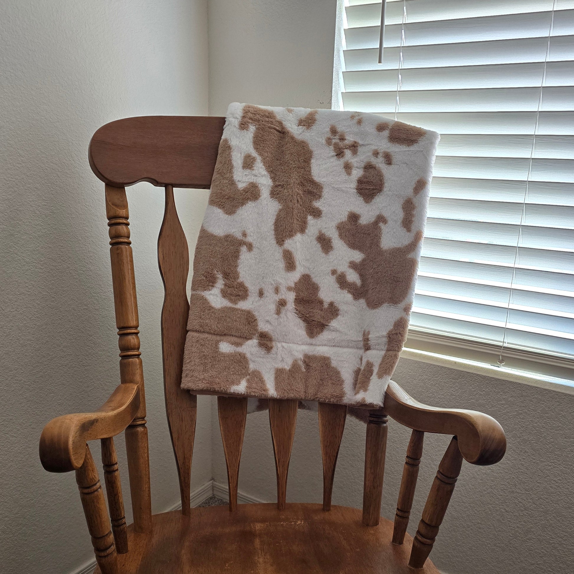 Tan Cow Print Throw Blanket