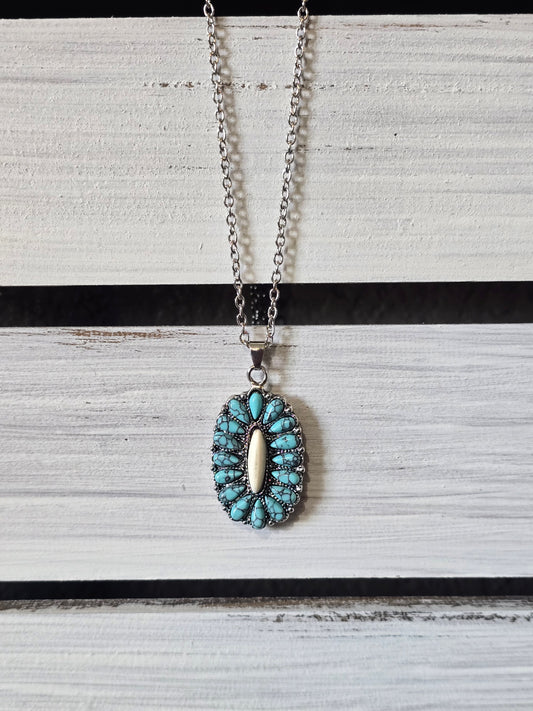 Turquoise Stone Oval Pendant 