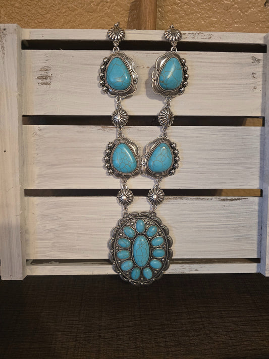 Large turquoise concho necklace 