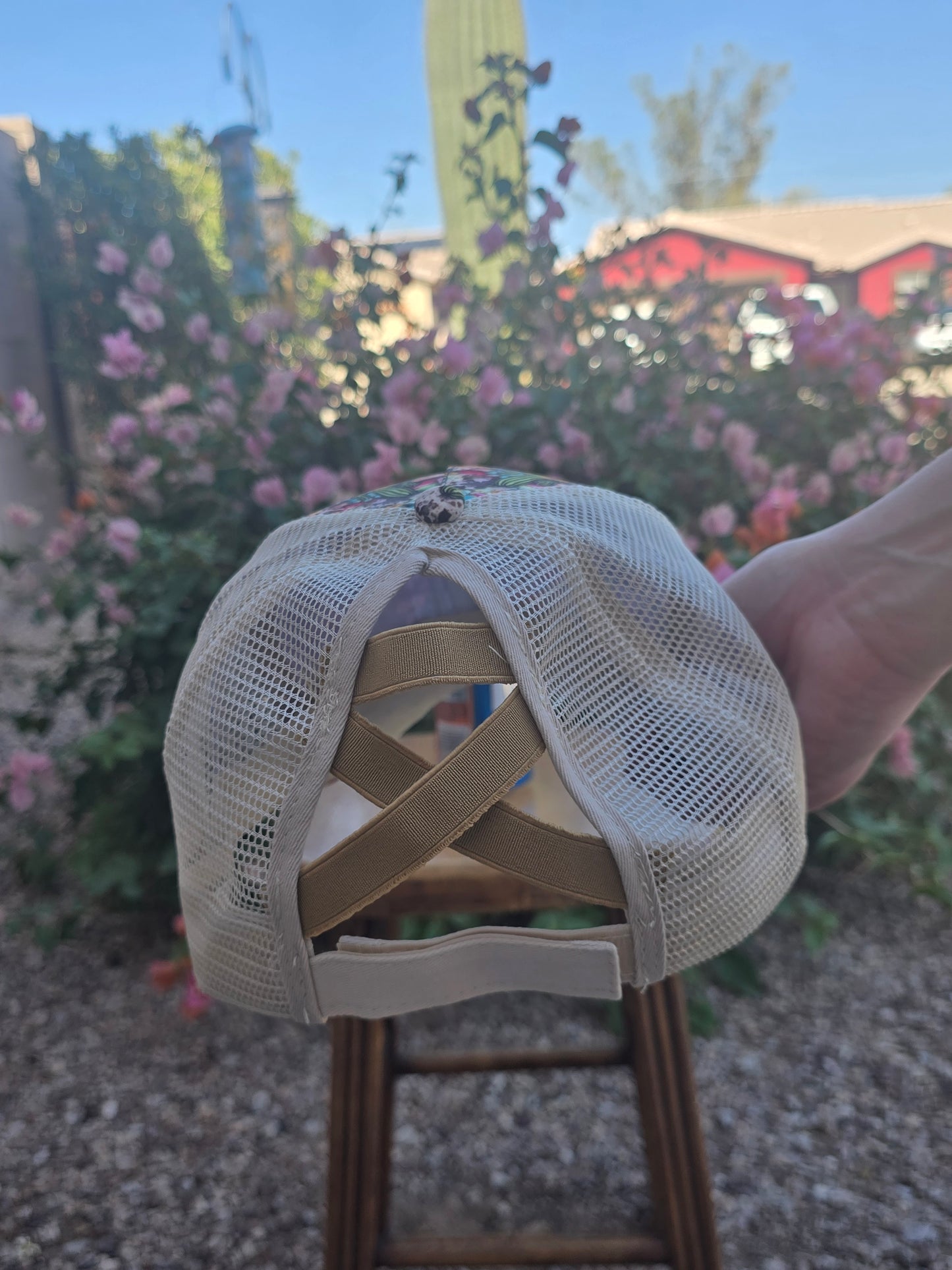 back of womens high ponytail ball cap