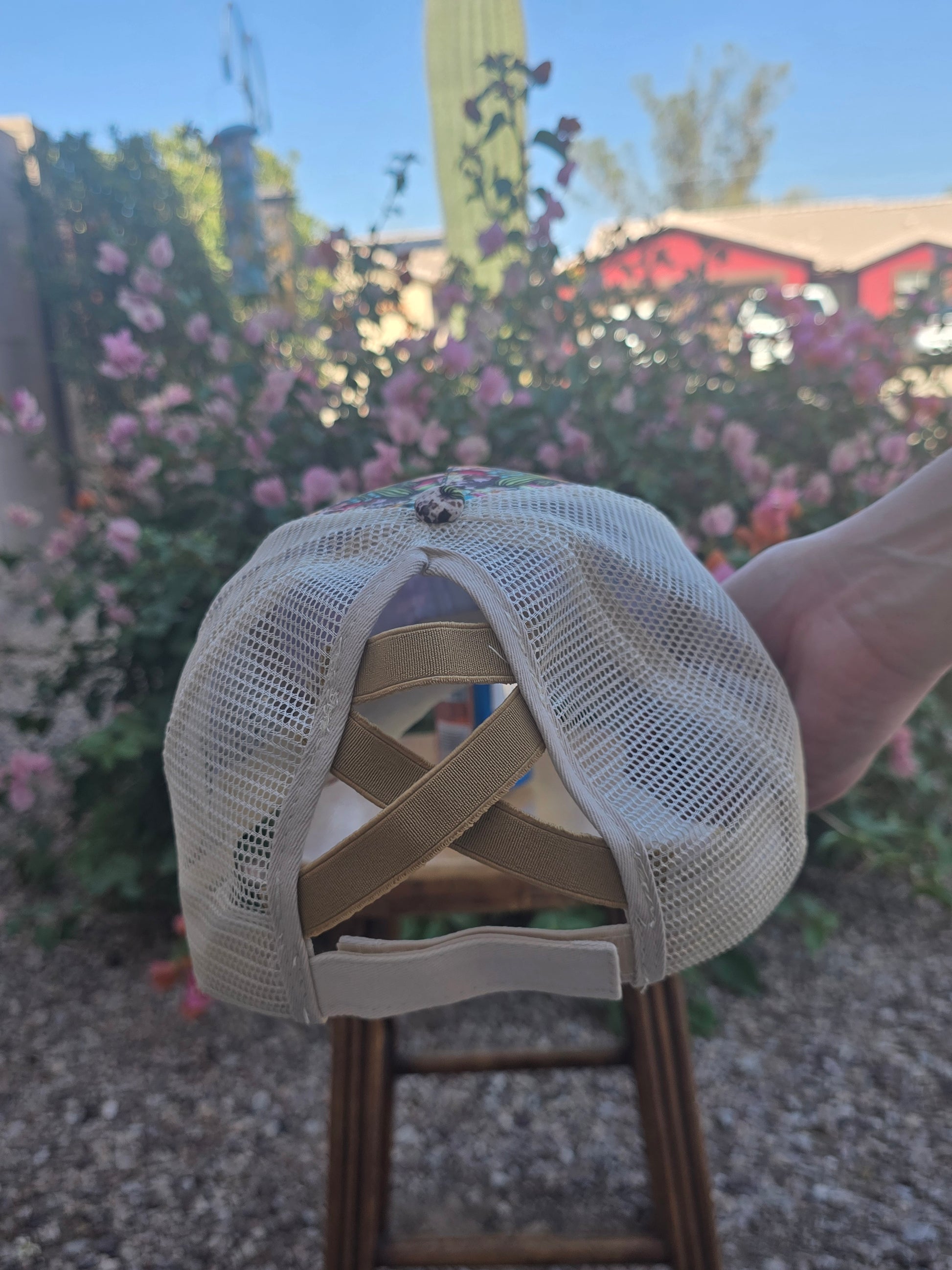 back of womens high ponytail ball cap