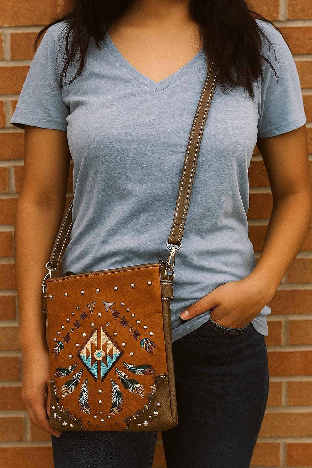 Arrow w/ Feather Crossbody Bag