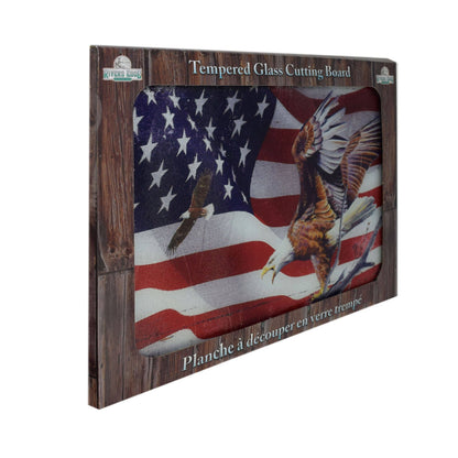 American Flag & Bald Eagle Tempered Glass Cutting Board