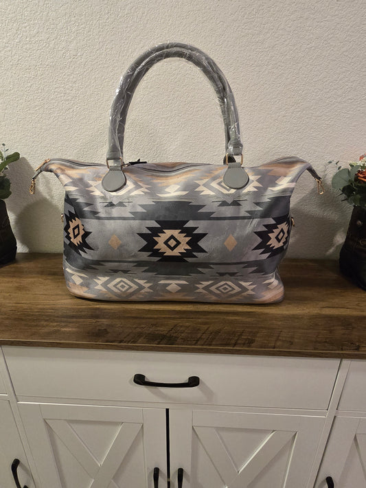 Grey Aztec Duffle Bag