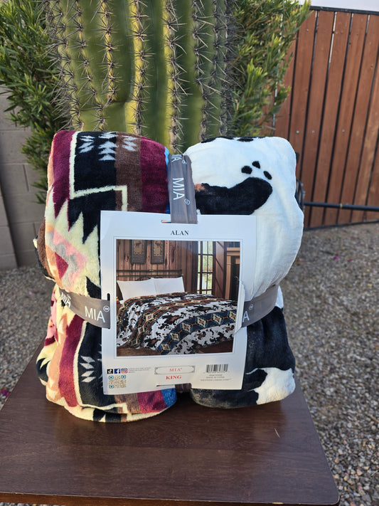Cow Print & Aztec Design - Alan - MIA Blanket