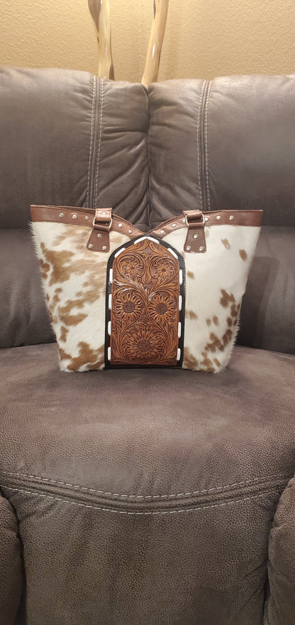 Cowhide & Leather Tooled Purse