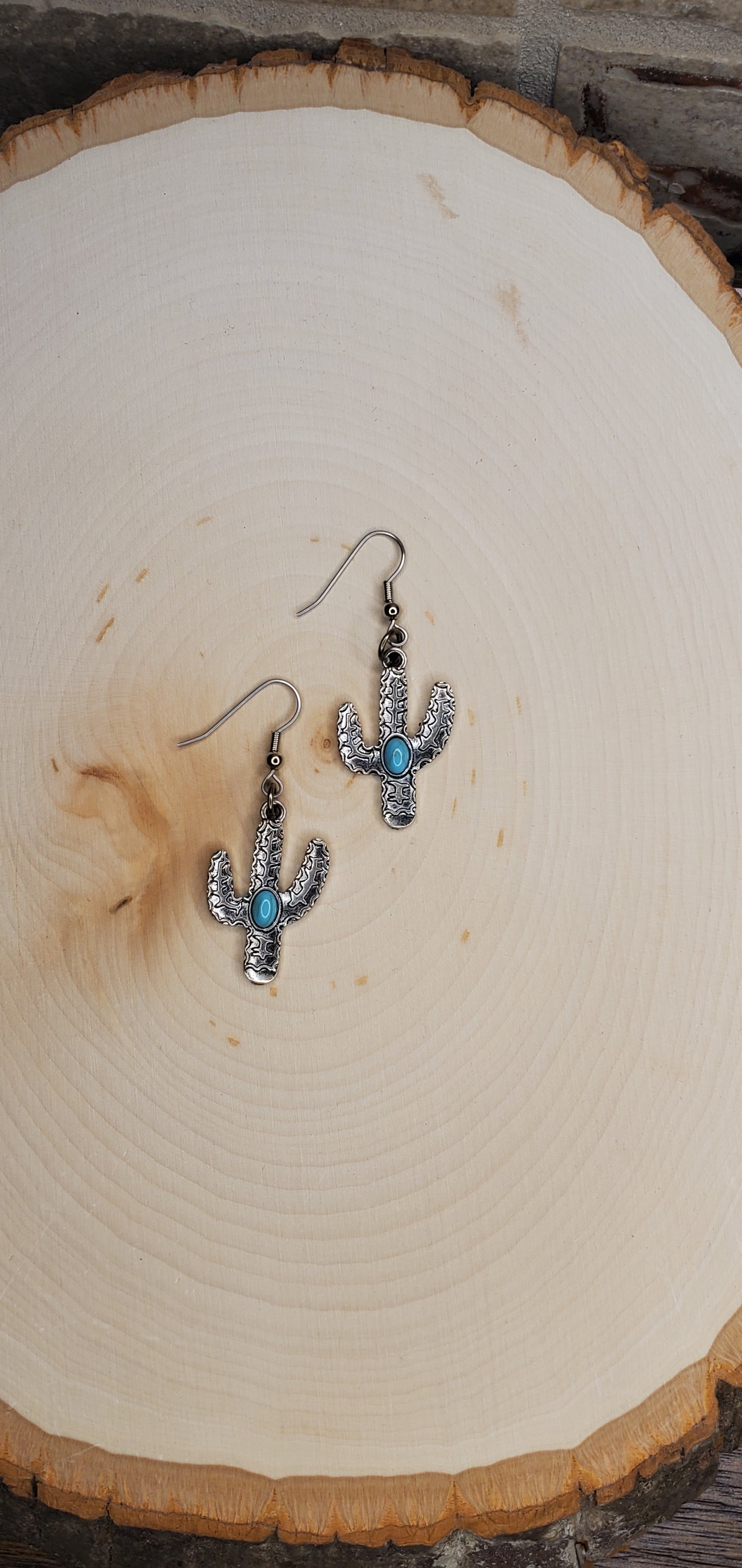 Saguaro with Turquoise Bead Earrings