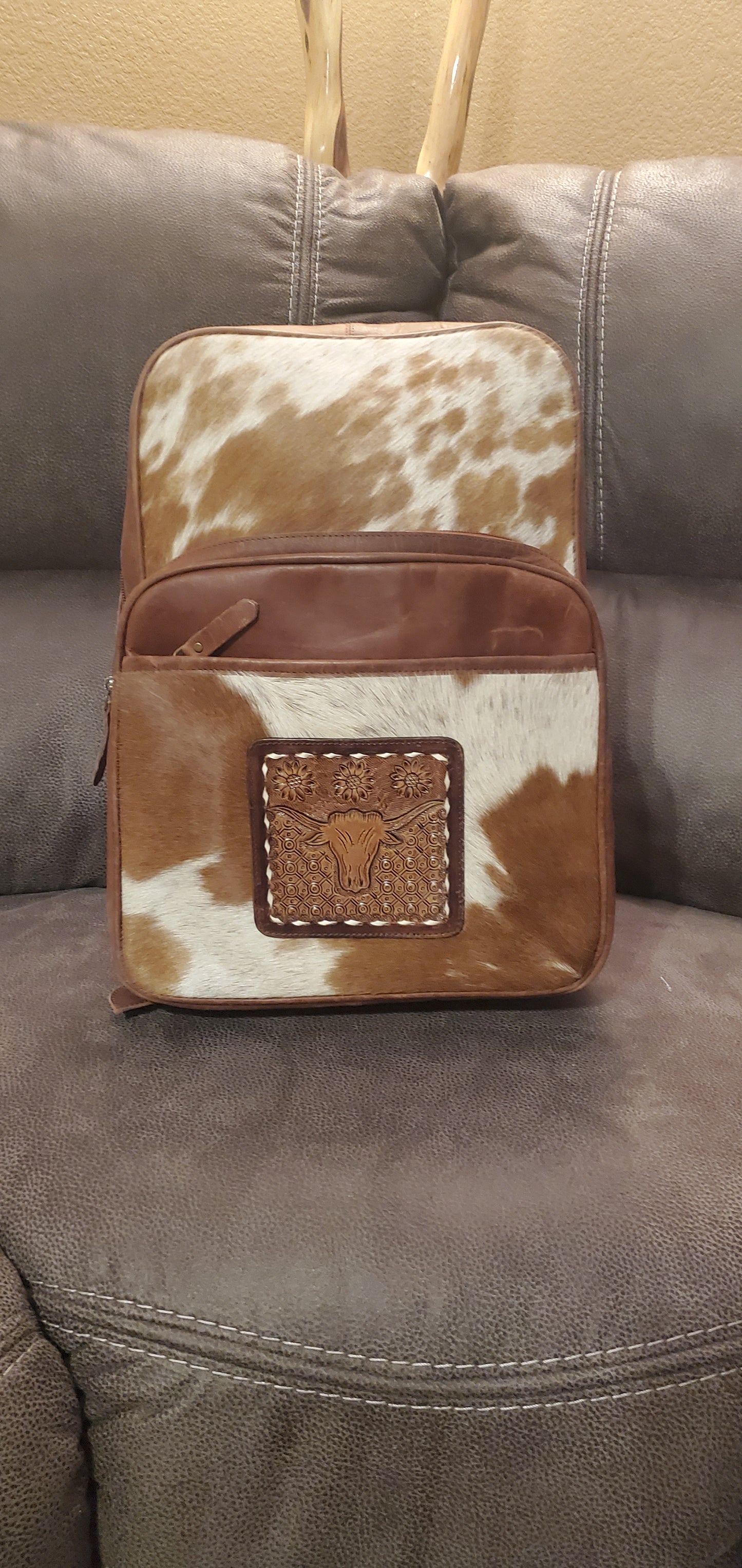 Steer Leather & Cowhide Multiuse Backpack