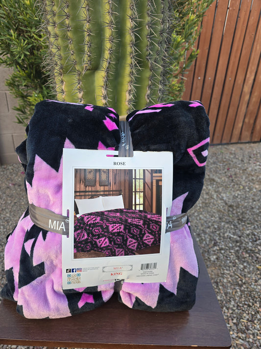 Hot Pink Aztec King Blanket