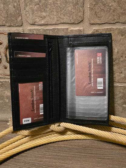 Men's Black Leather Checkbook Wallet 