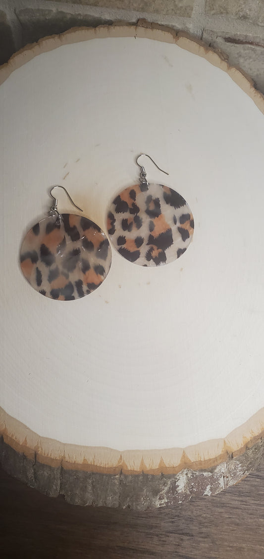 Leopard Print Round Earrings